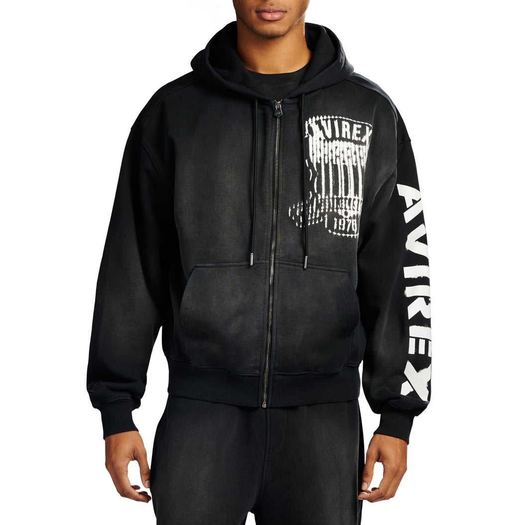 Avirex Distressed Icon Hoodie - Black