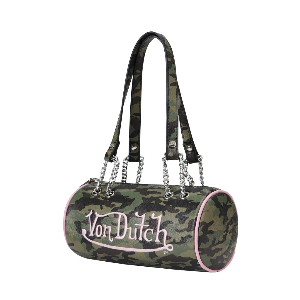 Von Dutch Pink Camo Barrel Bag
