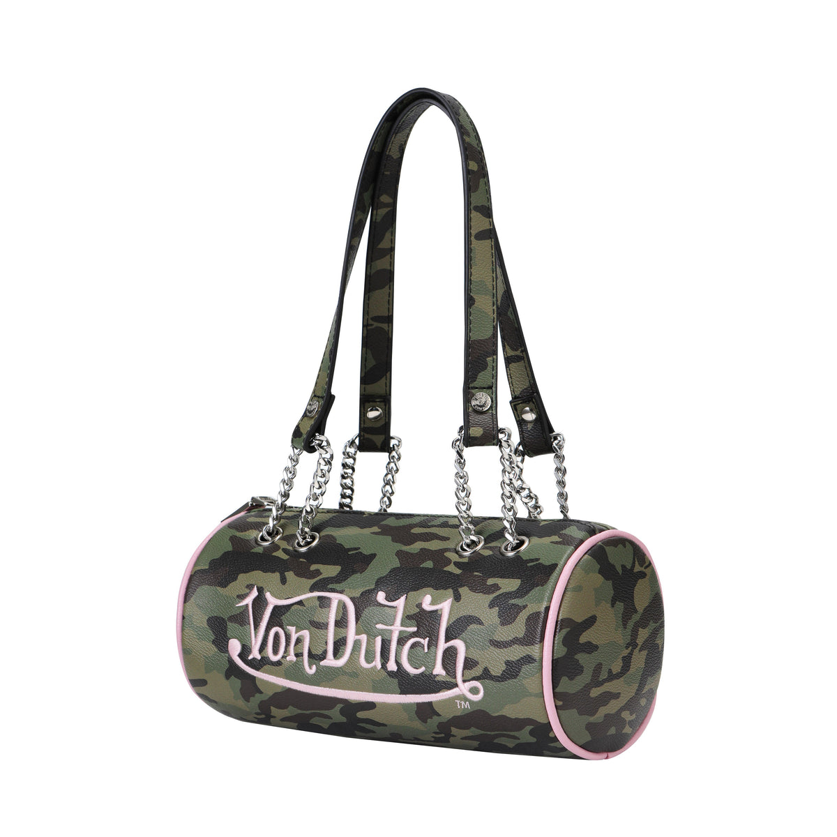 Von Dutch Pink Camo Barrel Bag