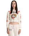 Ed Hardy Flames Cropped Zip Hoodie Patches