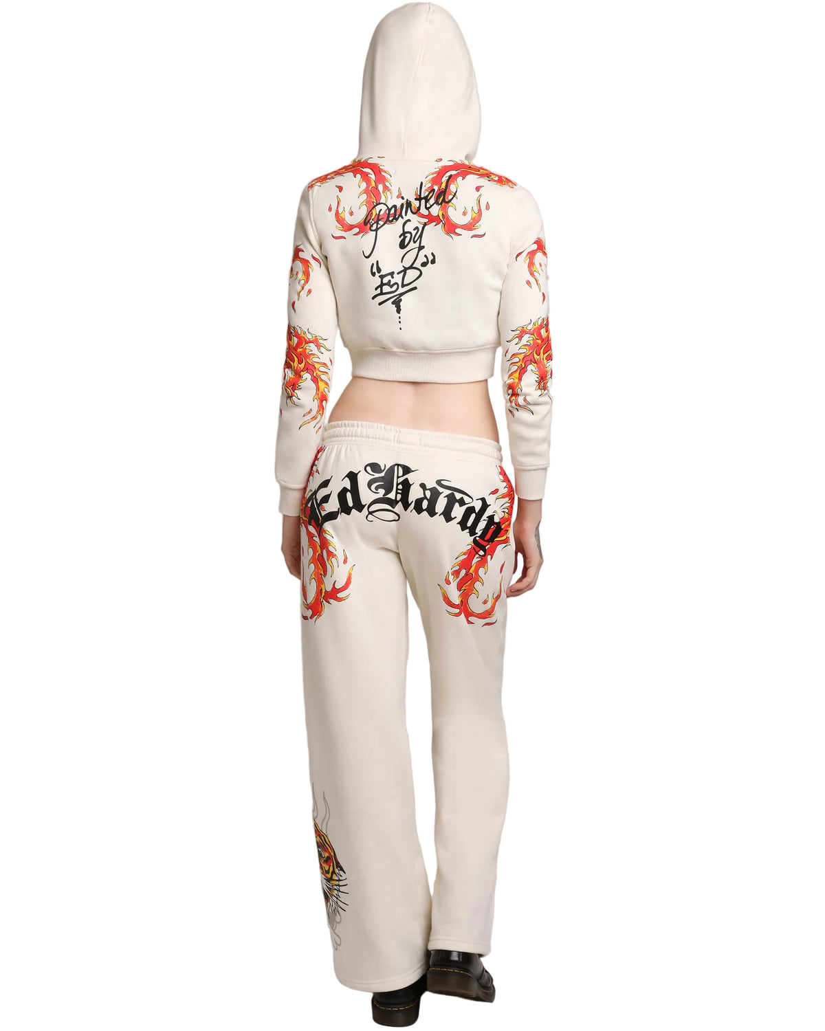 Ed Hardy Flames Cropped Zip Hoodie Patches