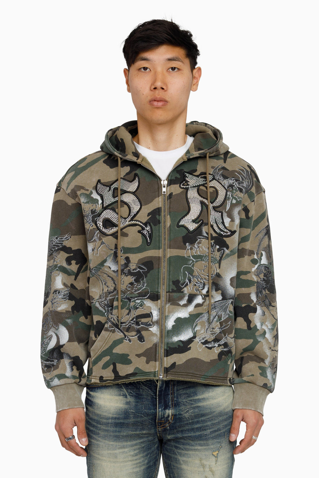 Smoke Rise Trouble In Peace Zip Hoodie - Strata Camo