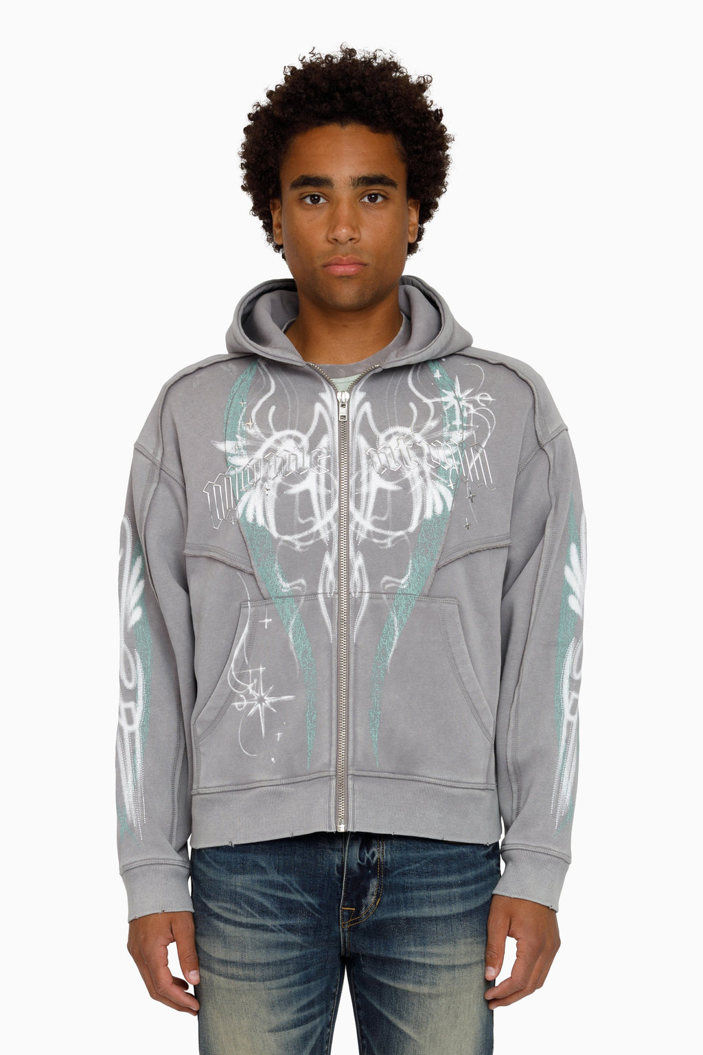 Smoke Rise Airbrush Momentum Hoodie - Frost Grey