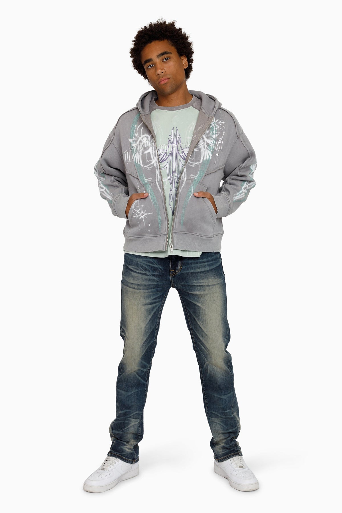 Smoke Rise Airbrush Momentum Hoodie - Frost Grey