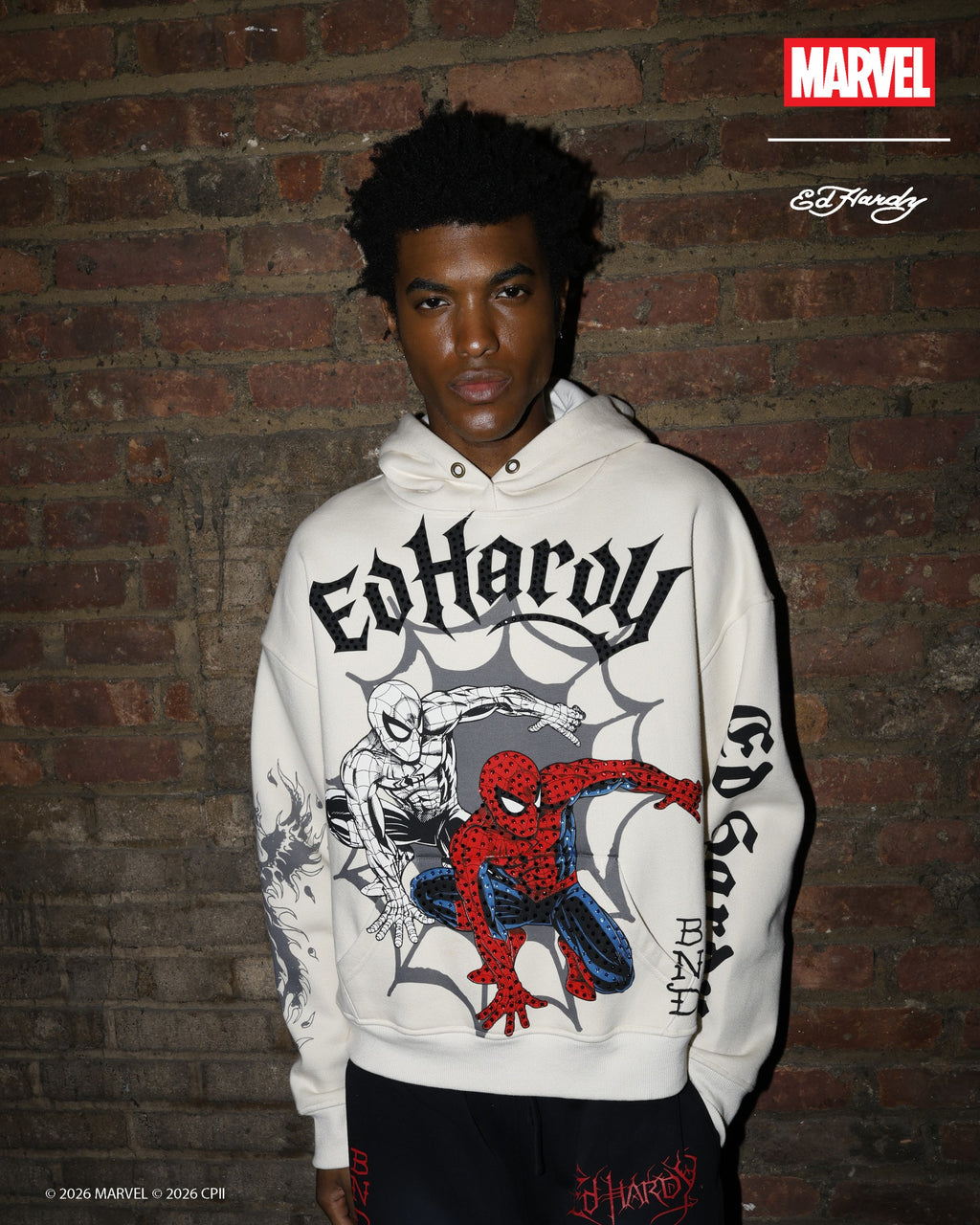 Ed Hardy Triple Sm Rhinestone Boxy Hoodie
