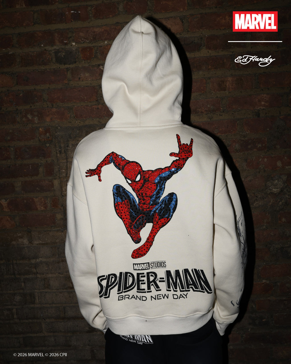 Ed Hardy Triple Sm Rhinestone Boxy Hoodie