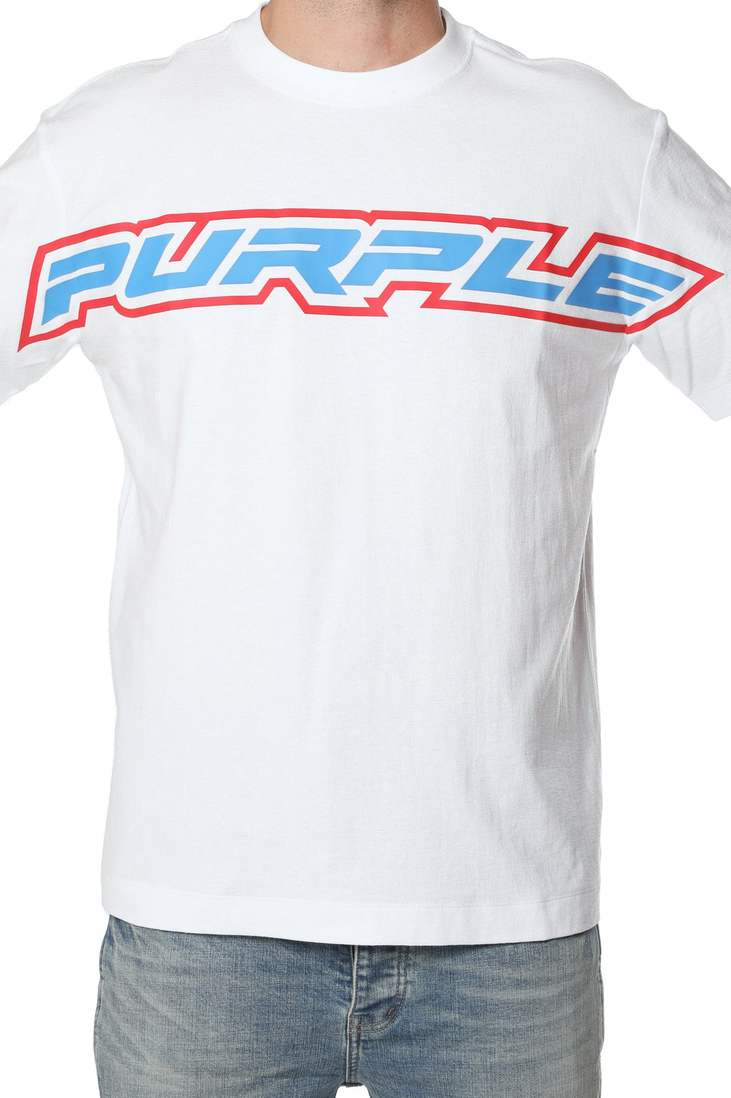 Purple Textured Jersey SS Tee White back