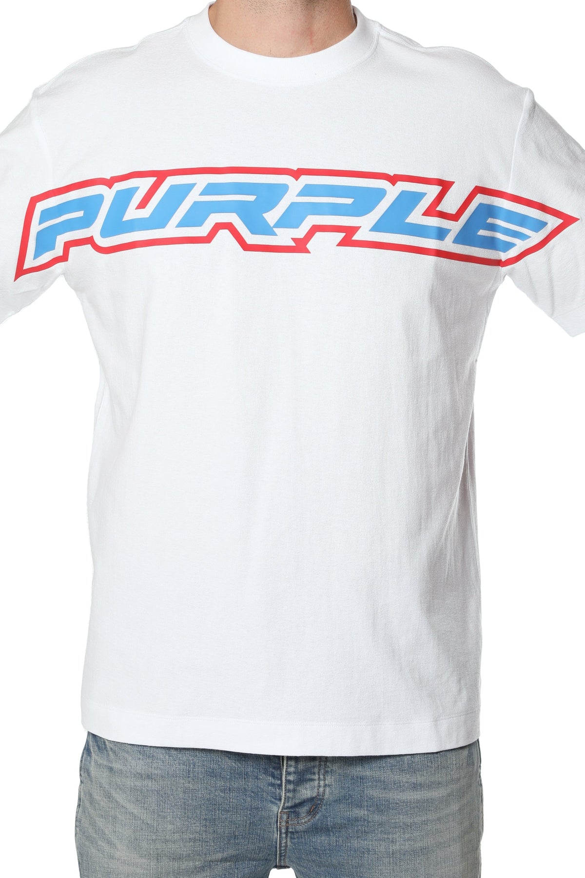 Purple Textured Jersey SS Tee White back